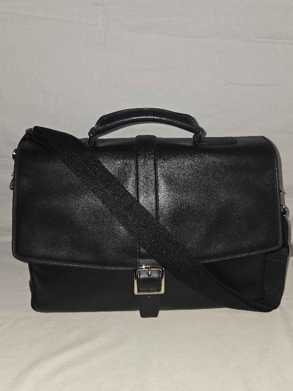 Coach Lexington 71073 Black Leather Top Handle Flap Laptop Business Briefcase